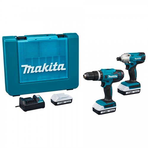 Trapano Perc. + Avvitatore Batteria Makita "dk18922a01" 18v (3 Batt) - Tens.carica 18 Volt - 2,0 Ah - cod. 69392