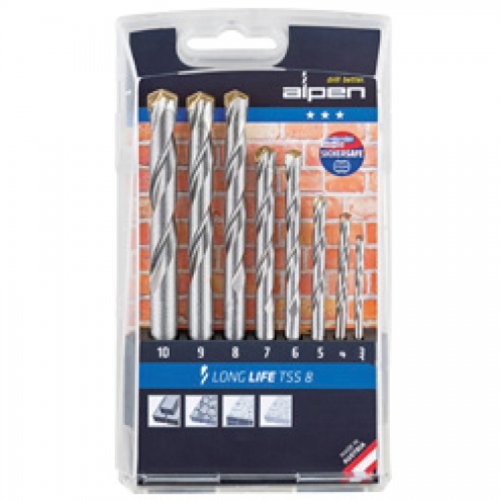 Punte Serie Muro "long Life Tss 8" 8pz Alpen Astuccio Pvc - Serie 8 pz. E Misure 3~10 mm. - cod. 87662