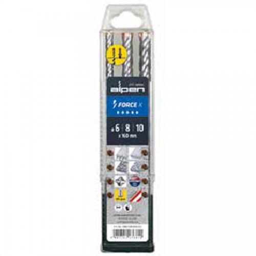 Punte Serie 3pz Sds Plus F8 "force X 835" 6/8/10 Alpen - Cf. Blister - Serie 3 pz. e Misure 6 - 8 - 10 mm. - cod. 54033