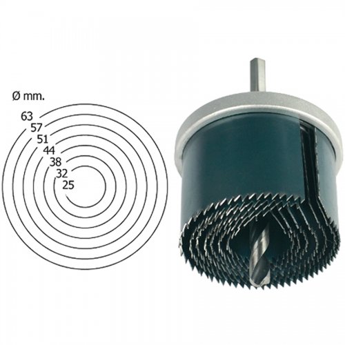 Fresa A Tazza Maurer Mm.25-63 7 Lame-h.50mm. - Cf. Blister -  25~63 mm. e Altezza 50 mm. e Lame 7 - cod. 80325