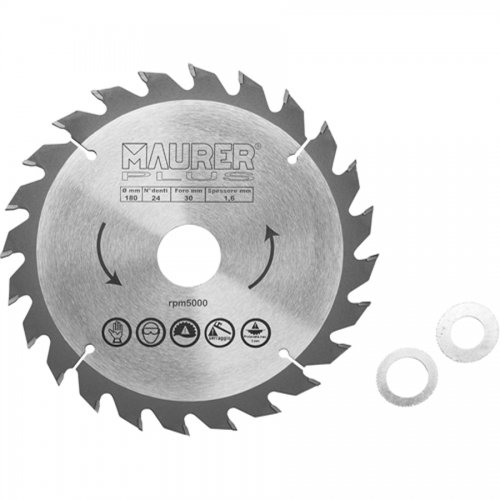 Lama Widia Legno 180mm Maurer Plus F.30 - 20 - 16 X (91206) - - Denti 180 mm. - 24 Z E Foro 30/20+30/16 - cod. 81191