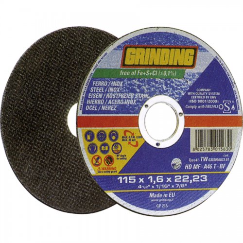 Mola Taglio Ferro E Acciaio Inox "hd Mf" Grinding 115x1,6mm - 5 pz - Misura 115x1,6 mm. e Foro 22,23 mm. e Uso Taglio - cod. 67520