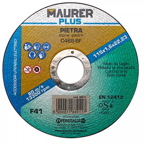 Mola Taglio Marmo Maurer Plus Mm 115x1,6 - Misura 115x1.6 mm. e Foro 22 mm. e Uso Taglio - cod. 88911