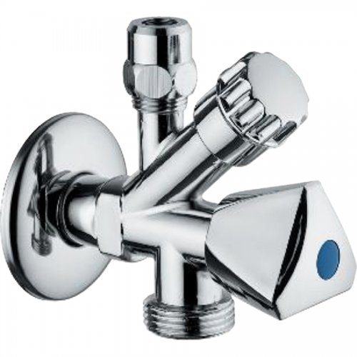 Rubinetto Sottolavabo Doppio Uso Con Attacco Lavatrice 1/2"x3/4"x10 mm - Finitura Cromata E Attacco 1/2"x3/4"x10 mm. - cod. 29018