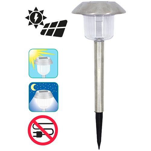 Lampada Giardino Solare Picchetto Inox Papillon - Cf. Scatola (ex 50151) - Finitura Inox E X H. 12x40 Cm. - cod. 83826