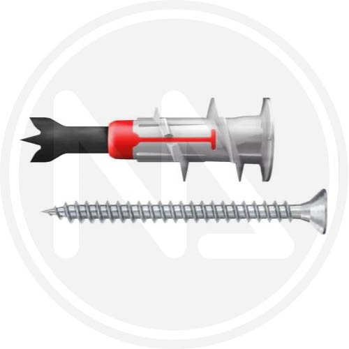 Tassello Nylon Fischer "doublade S" 4,5x40mm C/vite - 20 pz - Articolo Doublade S, Misura Vite 4,5x40 mm. E Misura Tassello 44 mm. - cod. 25387