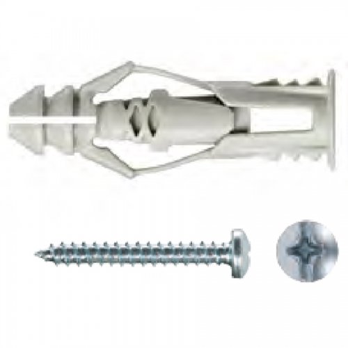 Tassello Nylon Tripla Presa X Cartongesso 6mm C/vite + Inserto - 200 pz - Vite + Interto 6 mm. - cod. 25407