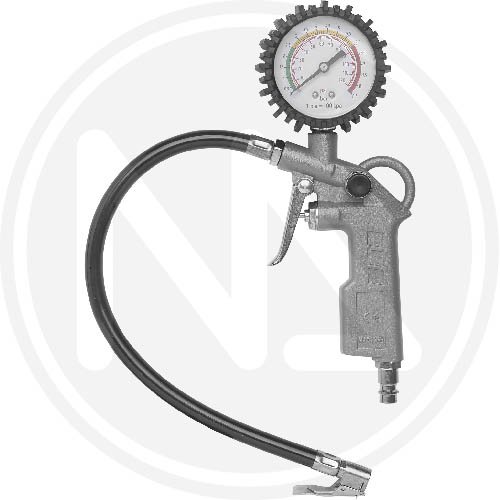 Pistola Gonfiaggio Con Manometro Maurer Allum. Sabb. - Cf.blister(ex94010) - Tubo Gomma 300 mm. E Attacco 1/4" - cod. 82763