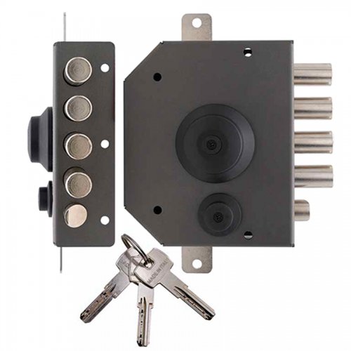 Serratura Triplice C/aste E60 Dx "teco T1460" C/pomolo+scrocco Chiave Ce - Verso DX e Apertura Pomolo - cod. 35674