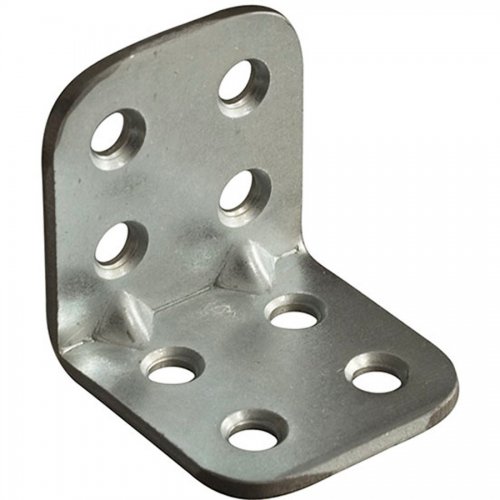 Piastra Per Travi Piegata 30x30mm L 30mm Nervata Zincata Bianco - 100 pz - Misura 30x30x30 mm. E Spessore 2 mm. - cod. 10124