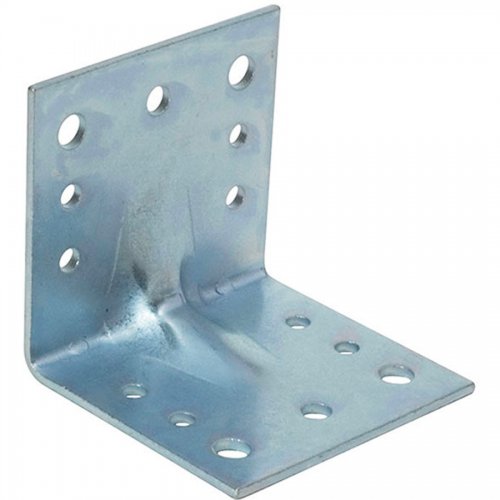 Piastra Per Travi Piegata 60x60mm L 65mm Nervata Zincata Bianco - 50 pz - Misura 60x60x65 mm. E Spessore 2,5 mm. - cod. 10134