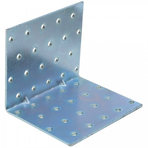 Piastra Per Travi Piegata 60x60mm L100mm Nervata Zincata Bianco - 25 pz - Misura 60x60x100 mm. E Spessore 2,5 mm. - cod. 10136