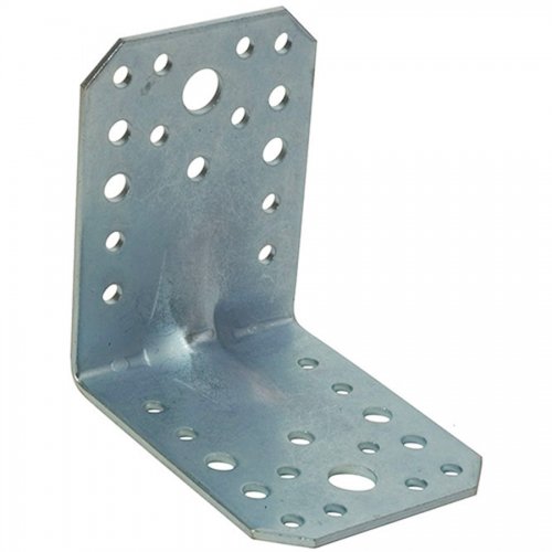 Piastra Per Travi Piegata 85x85mm L 65mm Nervata Zincata Bianco - 25 pz - Misura 85x85x65 mm. E Spessore 2,5 mm. - cod. 10139