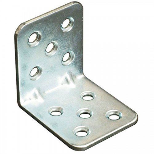 Piastra Per Travi Piegata 45x45mm L 40mm Nervata Zincata Bianco - 100 pz - Misura 45x45x20 mm. E Spessore 2,5 mm. - cod. 10123