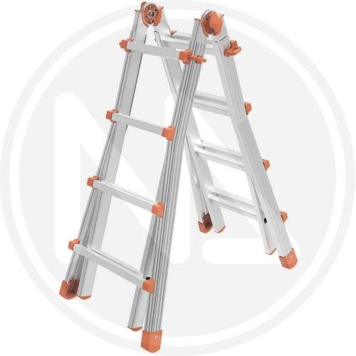Scala Telescopica Alluminio 5+5gr H5,20 Mt Marchetti Squadrapiu' - Gradini 5+5 e / - /\ - /// 150-250-520 cm. e Peso 14 kg. - cod. 25579