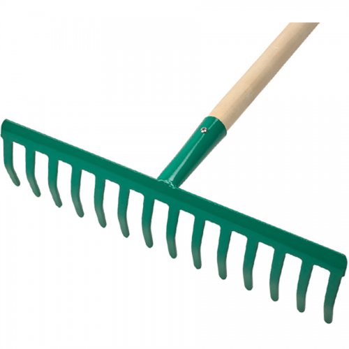 Rastrello Con Manico 12d. Acciaio Vernic. Verde Papillon - Denti 12 E Misura 295 mm. - cod. 83705