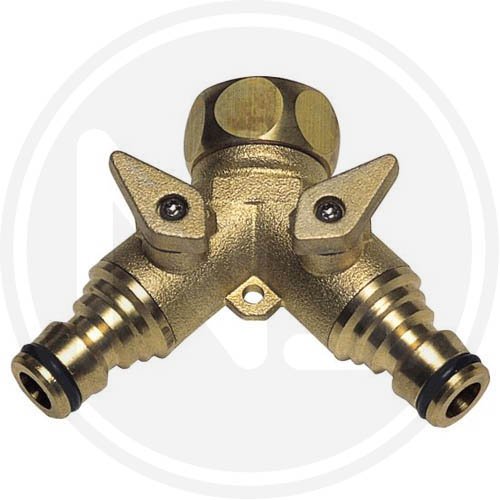 Presa A Doppio Rubin.ottone Papillon 2 Attac. - Cf. In Blister - Attacco 3/4" F - cod. 88354