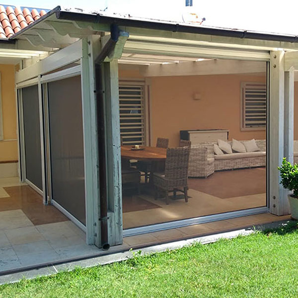 Tenda Zip Cristal Veranda Antivento modello a caduta