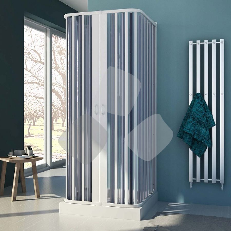 box doccia economico in pvc a 3 lati con apertura centrale a soffietto