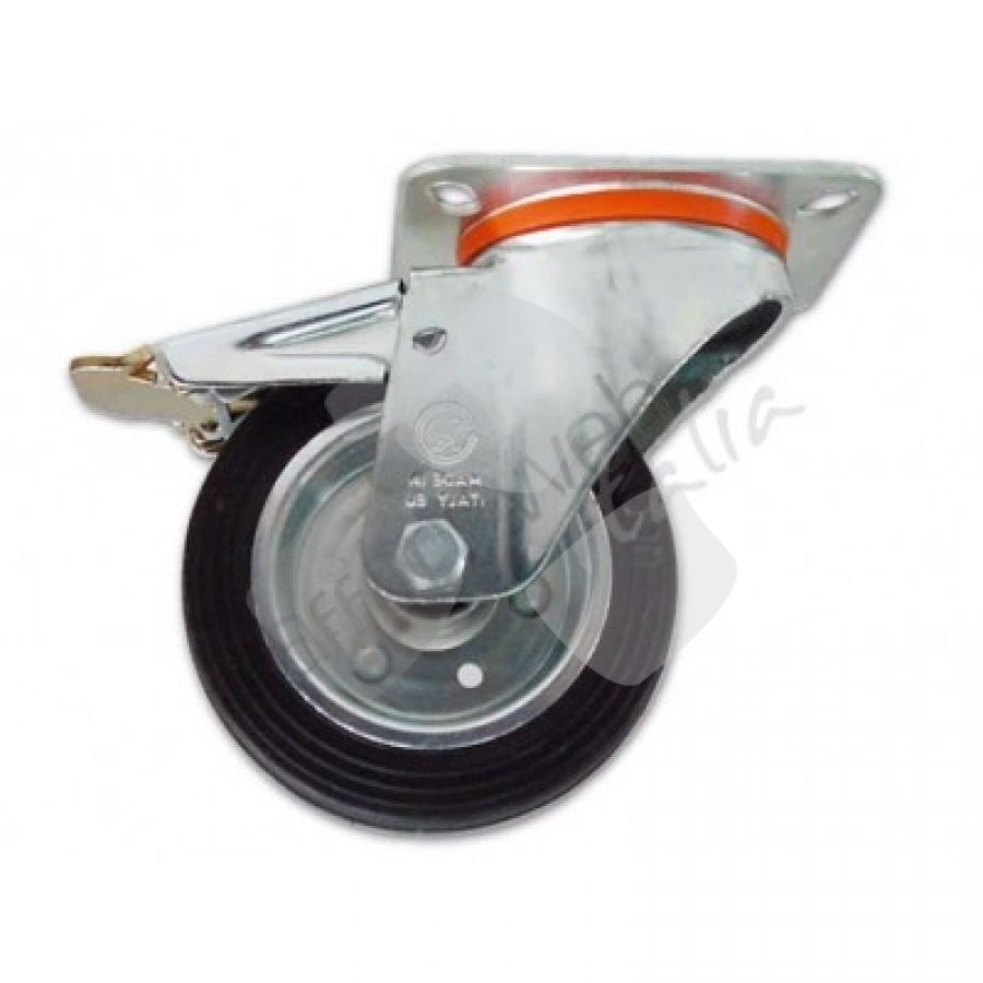 Set 4 Ruote Gomma Rossa 50mm - Portata 100kg, Con Freno - Made In Italy - Foto 4